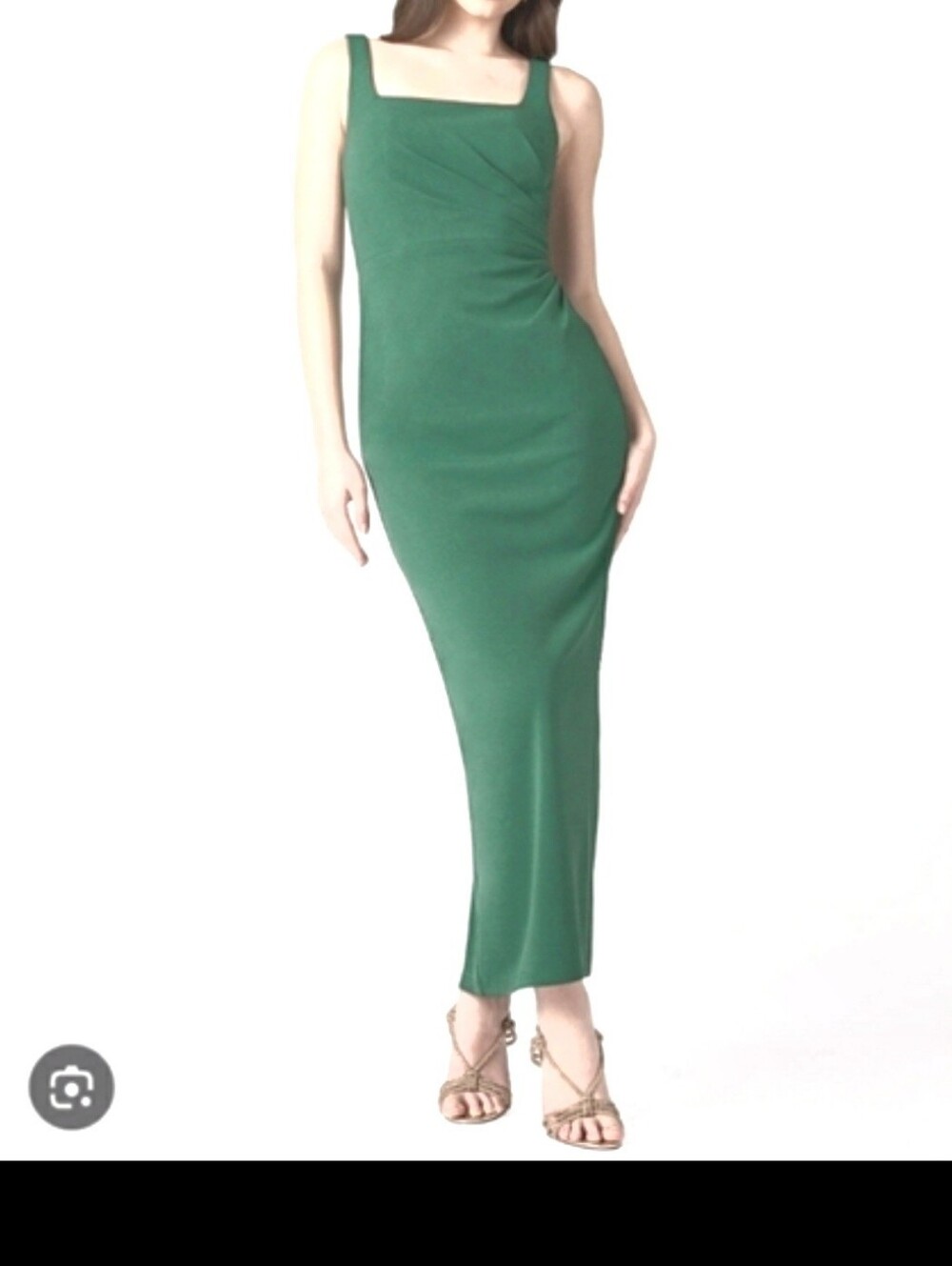 Azazie Atelier Sonia Pleated Maxi Dress. Sleeveless. Elegant. Green. Size 2.